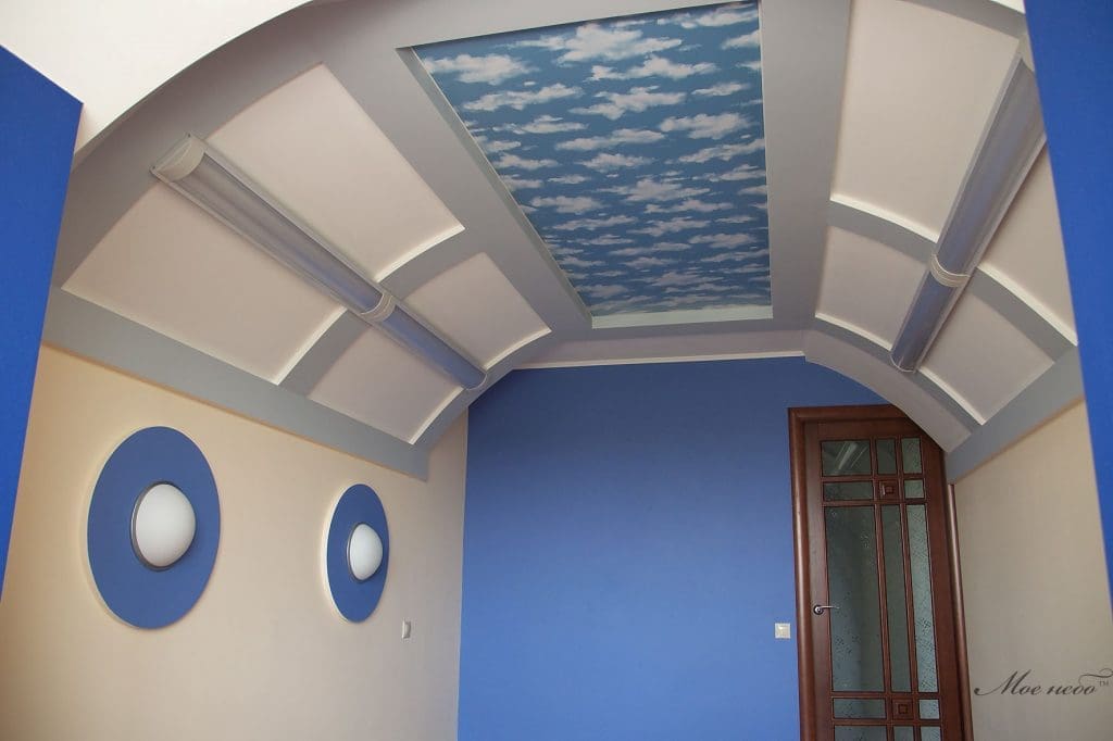 небо белые облака натяжной потолок